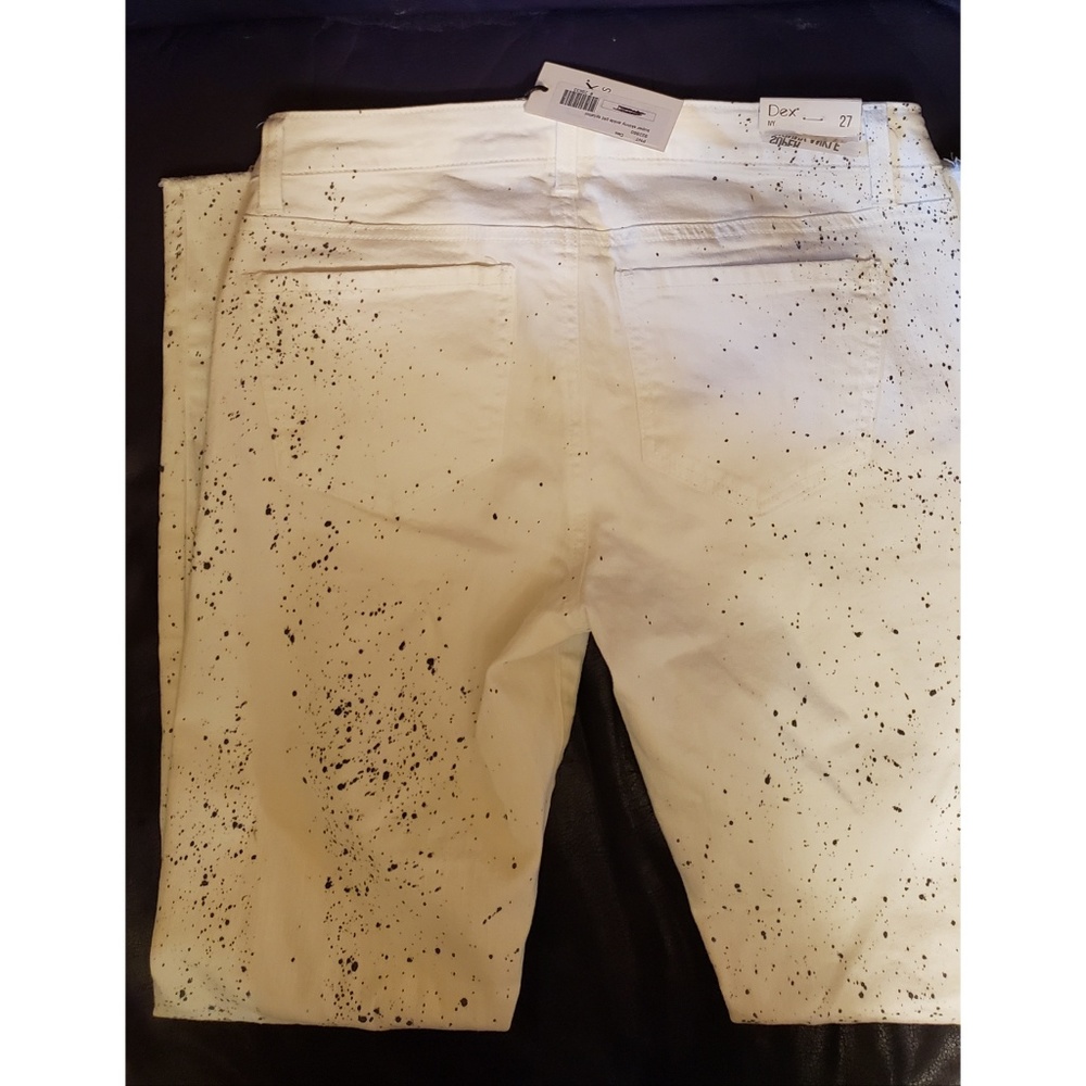 DEX WHITE & BLACK SPLATTER SKINNY JEANS 🆕 - Picture 5 of 8